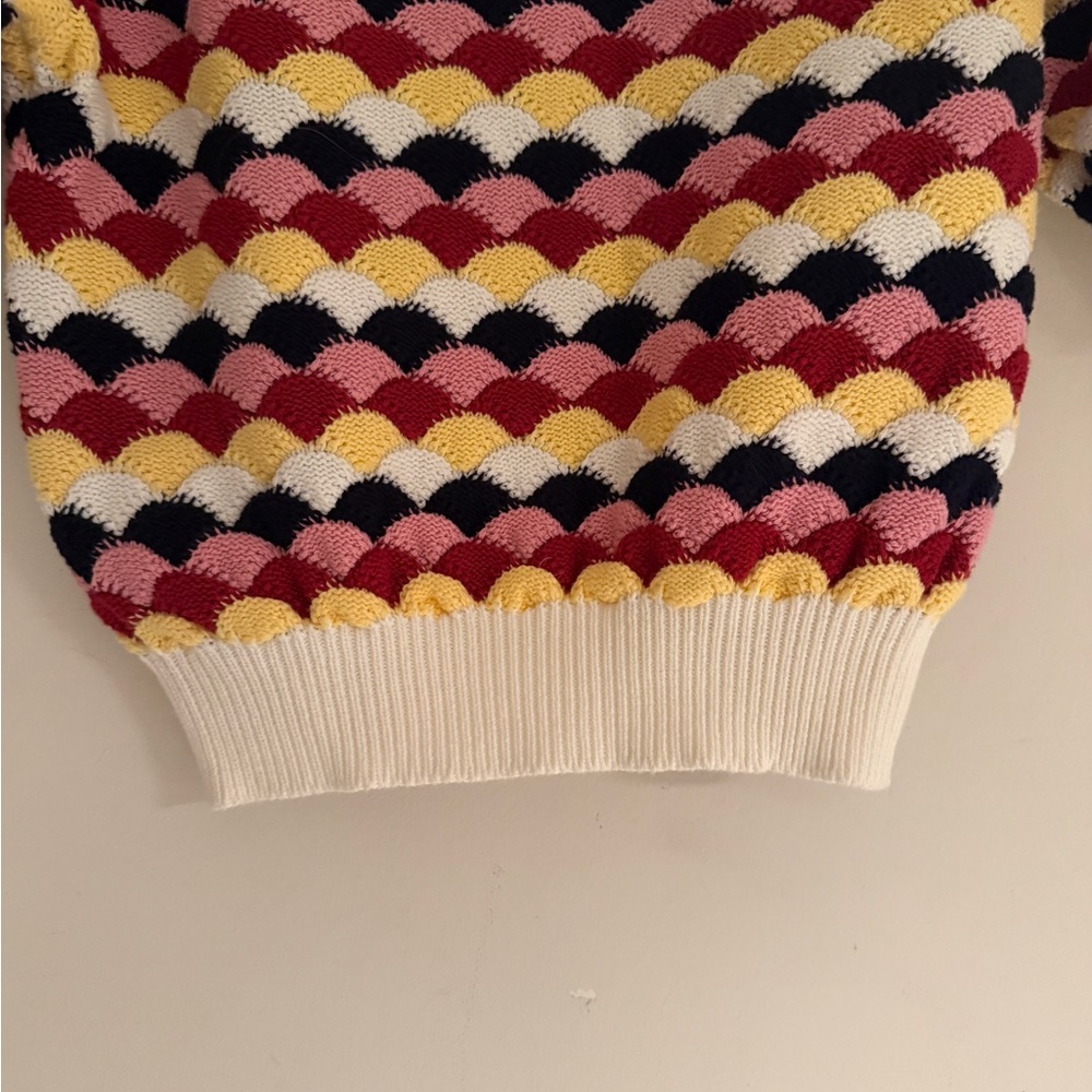 Zara Multicolor Scallop Short-Sleeve Cotton Crochet Knit Sweater Women Small - Picture 6 of 14